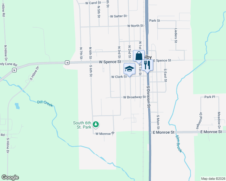 map of restaurants, bars, coffee shops, grocery stores, and more near 209 South 4th Street in Colby