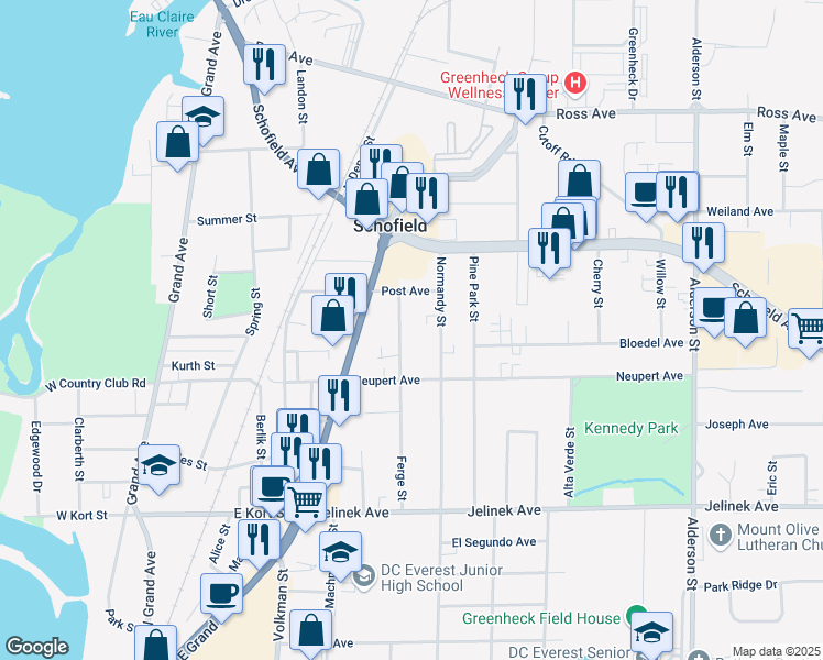 map of restaurants, bars, coffee shops, grocery stores, and more near 5501 Ferge Street in Weston
