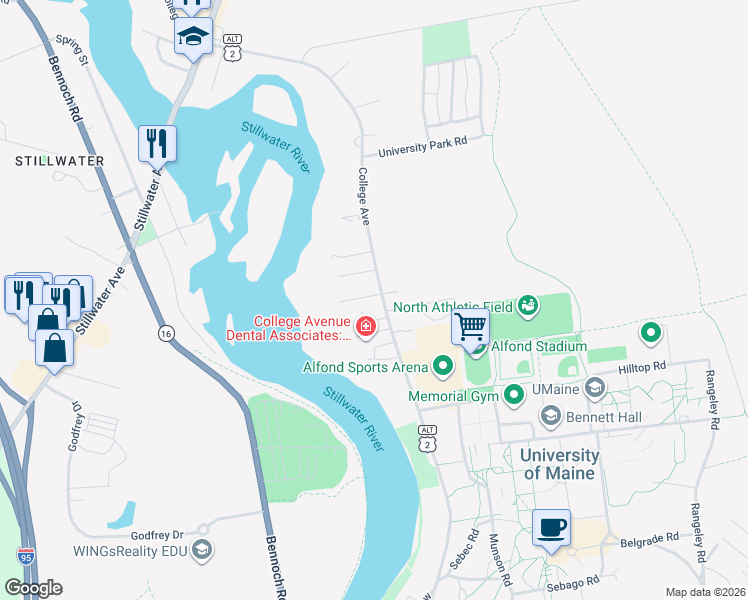 map of restaurants, bars, coffee shops, grocery stores, and more near 7 Kell Street in Orono