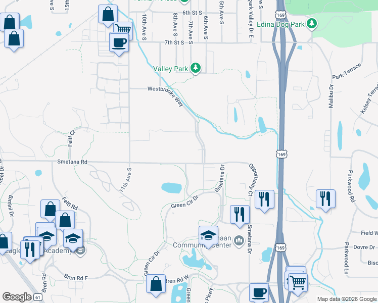 map of restaurants, bars, coffee shops, grocery stores, and more near 1006 Westbrooke Way in Hopkins