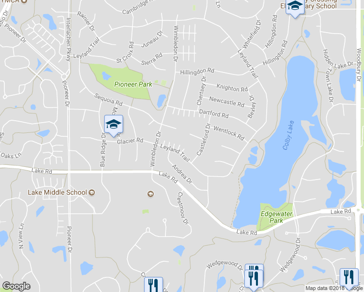 map of restaurants, bars, coffee shops, grocery stores, and more near 3212 Leyland Trail in Woodbury