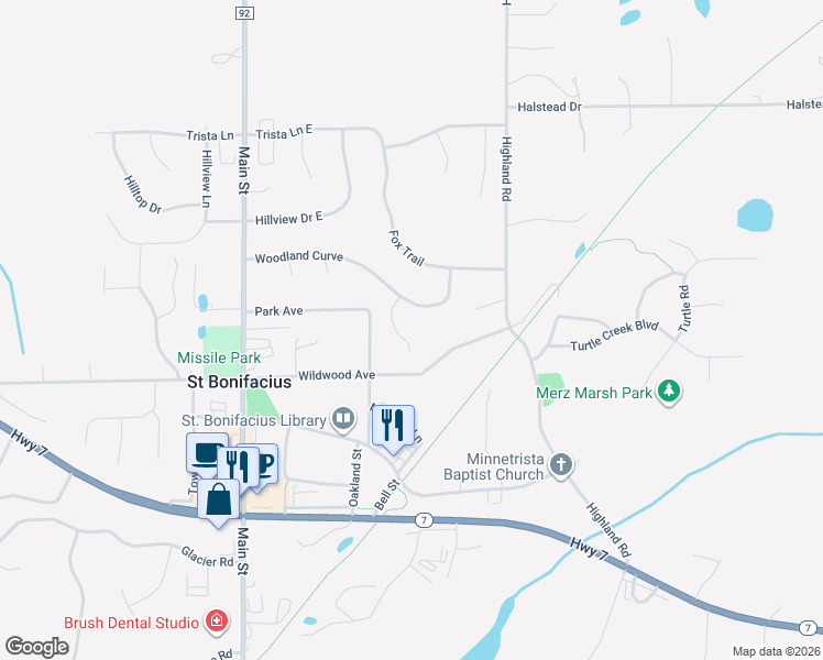 map of restaurants, bars, coffee shops, grocery stores, and more near 3906 Pine Lane in Saint Bonifacius