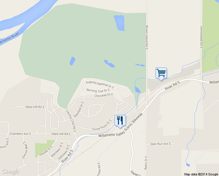 map of restaurants, bars, coffee shops, grocery stores, and more near 3503 Burning Tree Drive South in Salem