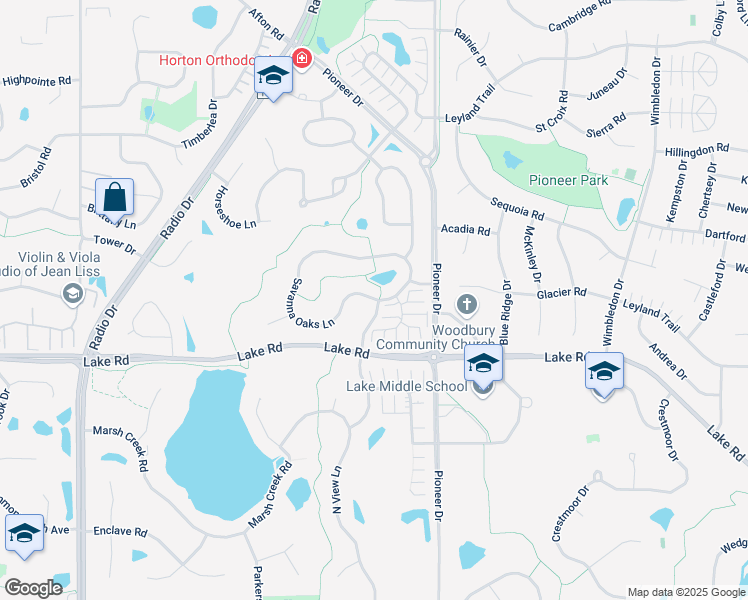 map of restaurants, bars, coffee shops, grocery stores, and more near 8300 Savanna Oaks Lane in Woodbury