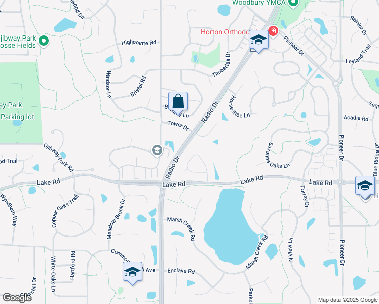 map of restaurants, bars, coffee shops, grocery stores, and more near 2913 Aldrich Trail in Woodbury