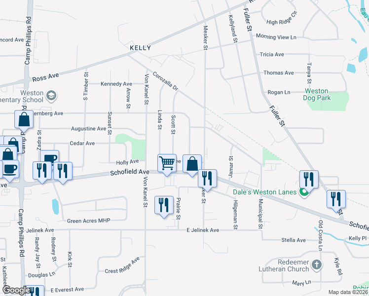 map of restaurants, bars, coffee shops, grocery stores, and more near 5510 Jean Ellen Street in Weston