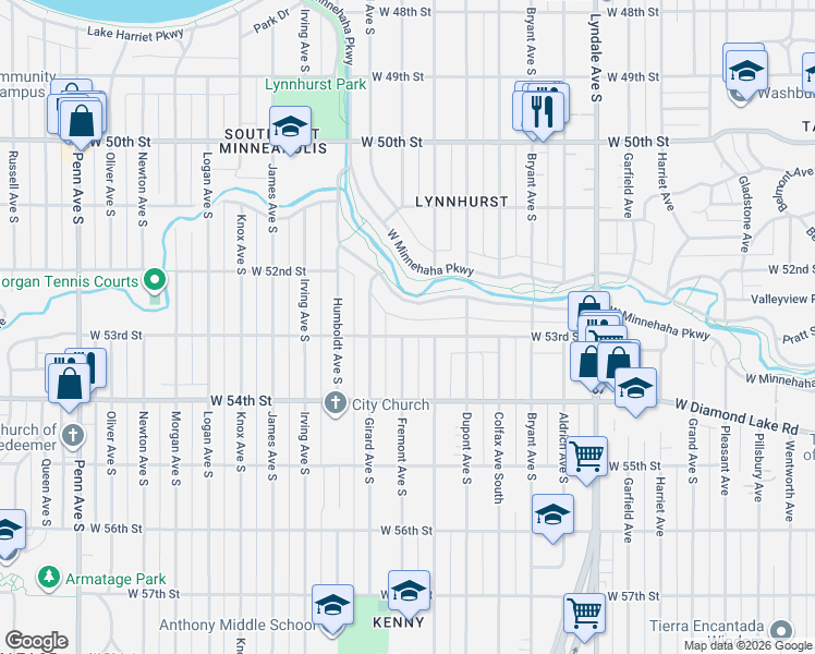 map of restaurants, bars, coffee shops, grocery stores, and more near 1214 West 53rd Street in Minneapolis