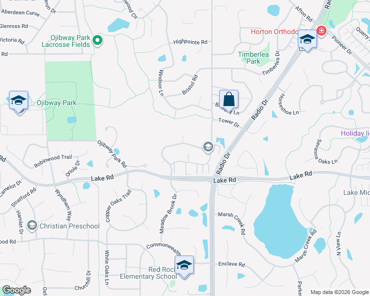 map of restaurants, bars, coffee shops, grocery stores, and more near 2891 Meadow Brook Drive in Woodbury