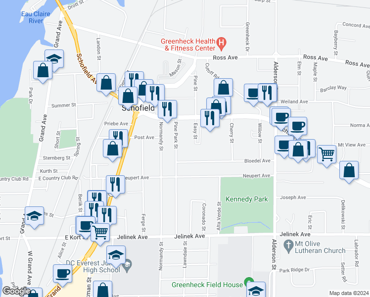 map of restaurants, bars, coffee shops, grocery stores, and more near 5501 Pine Park Street in Weston