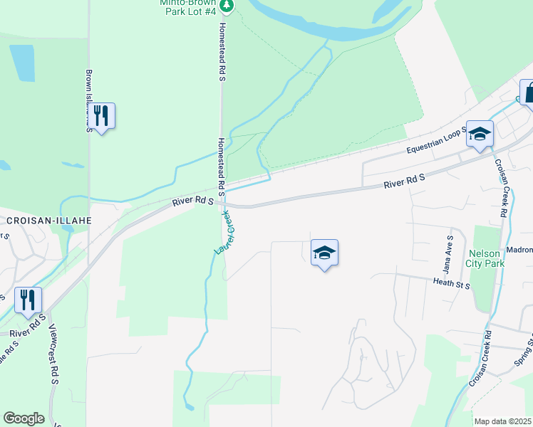 map of restaurants, bars, coffee shops, grocery stores, and more near 3362 River Road South in Salem