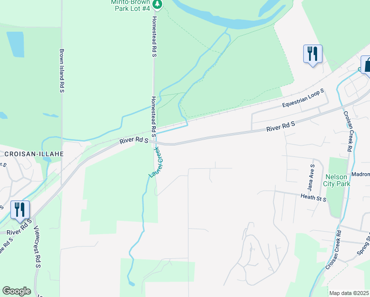 map of restaurants, bars, coffee shops, grocery stores, and more near 3362 River Road South in Salem