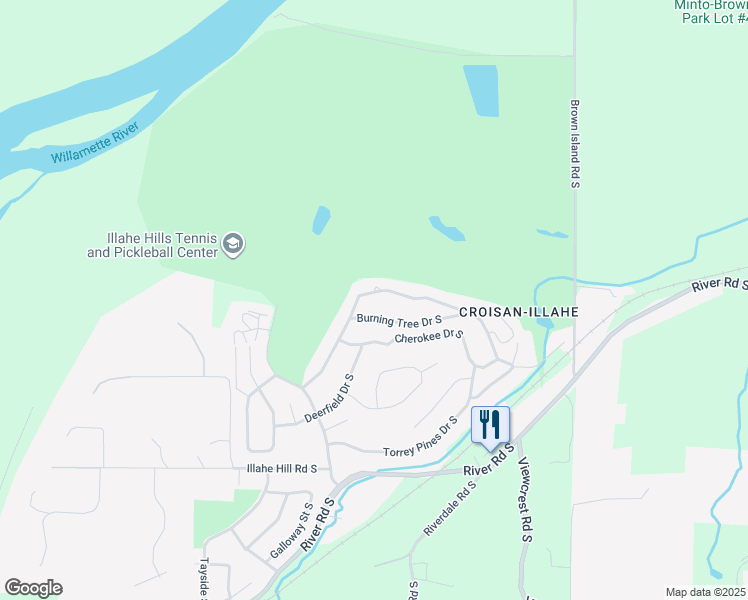 map of restaurants, bars, coffee shops, grocery stores, and more near 3642 Augusta National Drive South in Salem