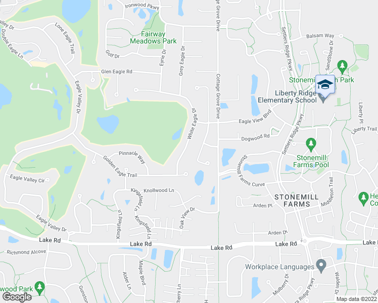 map of restaurants, bars, coffee shops, grocery stores, and more near 2927 White Eagle Drive in Woodbury