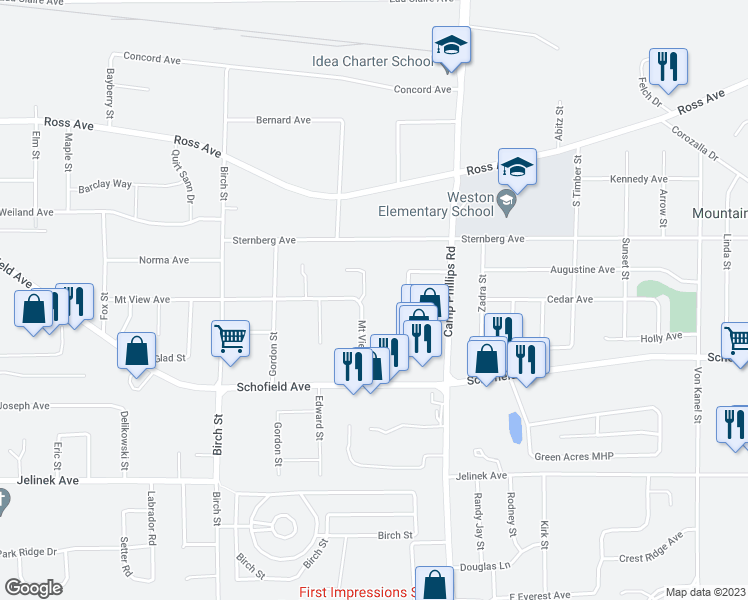 map of restaurants, bars, coffee shops, grocery stores, and more near 3906 Mount View Avenue in Weston