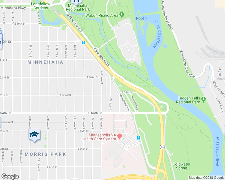 map of restaurants, bars, coffee shops, grocery stores, and more near 5237 47th Avenue South in Minneapolis
