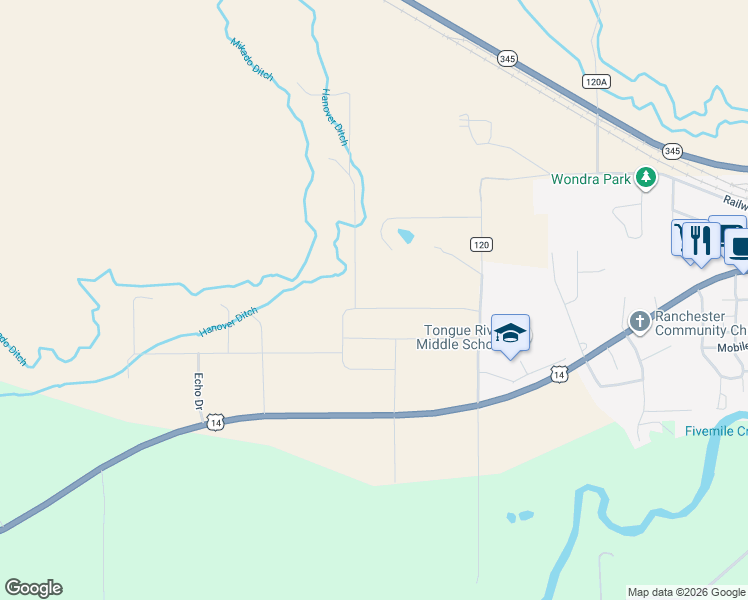 map of restaurants, bars, coffee shops, grocery stores, and more near in Ranchester