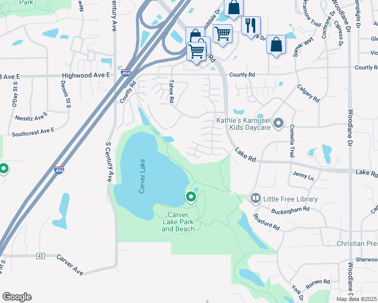 map of restaurants, bars, coffee shops, grocery stores, and more near 2700 Mallard Drive in Woodbury