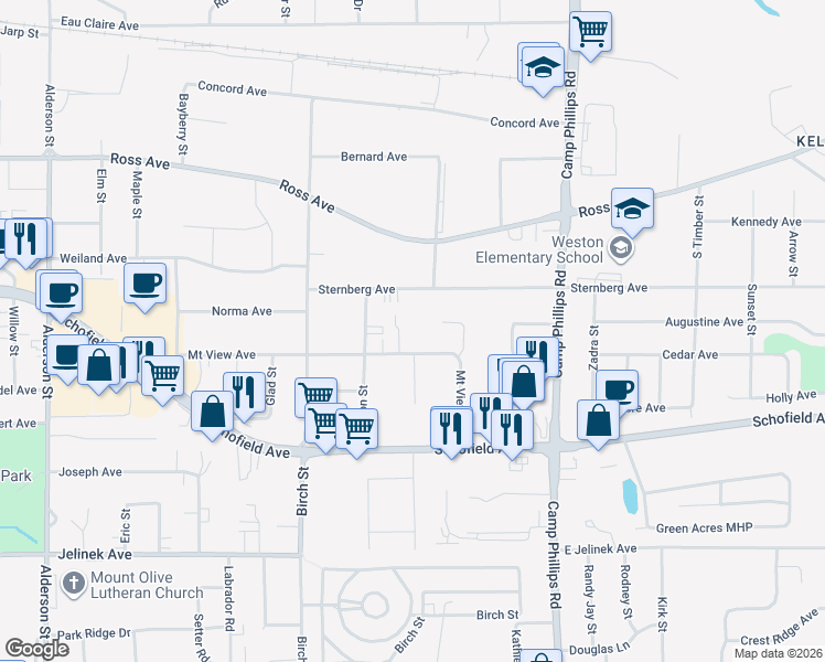 map of restaurants, bars, coffee shops, grocery stores, and more near 3700 Mount View Avenue in Weston