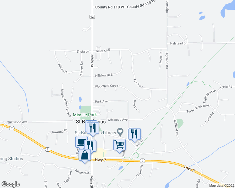 map of restaurants, bars, coffee shops, grocery stores, and more near 3829 Maple Lane in Saint Bonifacius