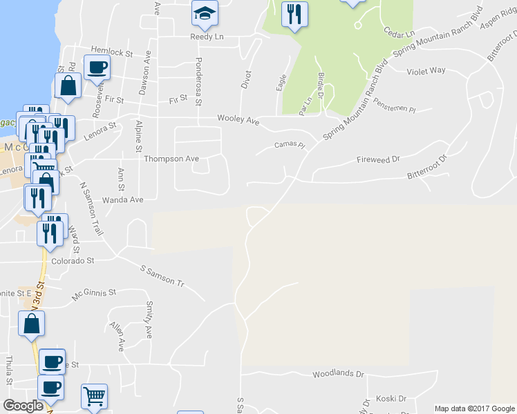map of restaurants, bars, coffee shops, grocery stores, and more near 728 Deer Forest Drive in McCall