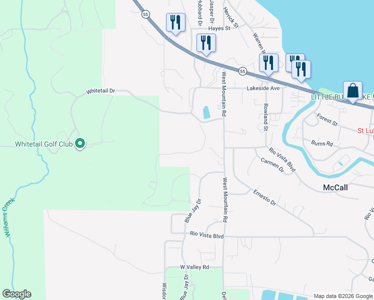 map of restaurants, bars, coffee shops, grocery stores, and more near 326 Sunshine Drive in McCall