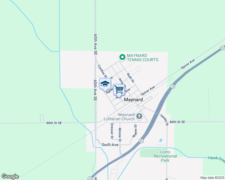 map of restaurants, bars, coffee shops, grocery stores, and more near 450 Cynthia Street in Maynard