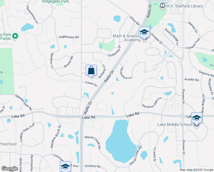 map of restaurants, bars, coffee shops, grocery stores, and more near 8182 Lori Lane in Woodbury