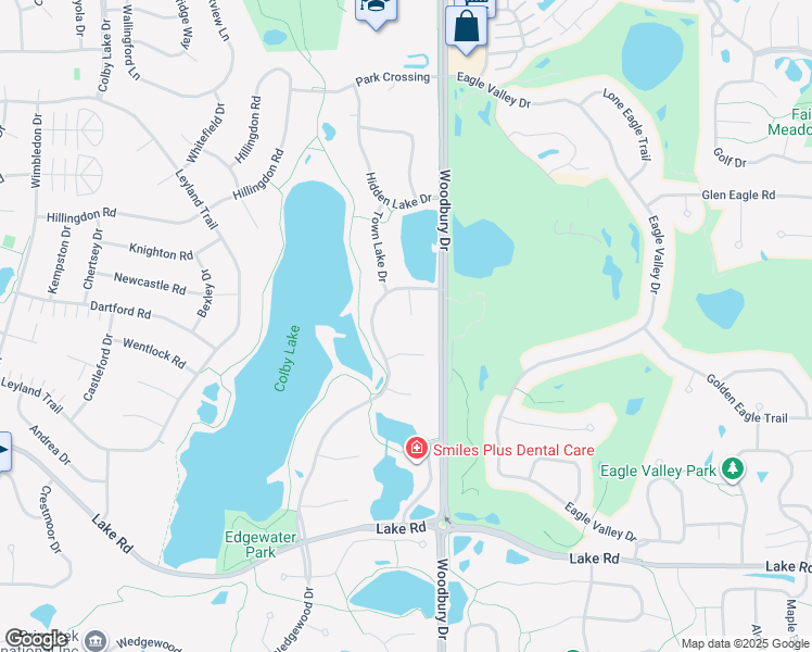 map of restaurants, bars, coffee shops, grocery stores, and more near 2773 Edgewater Drive in Woodbury