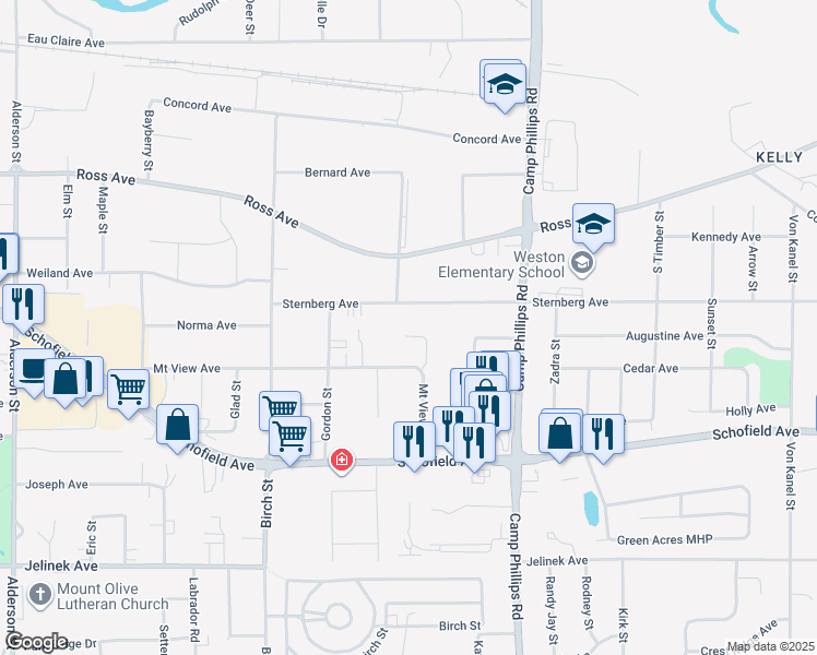 map of restaurants, bars, coffee shops, grocery stores, and more near 3806 Mount View Avenue in Weston