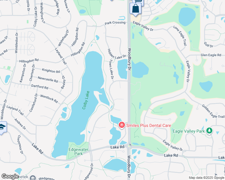 map of restaurants, bars, coffee shops, grocery stores, and more near 2773 Edgewater Drive in Woodbury