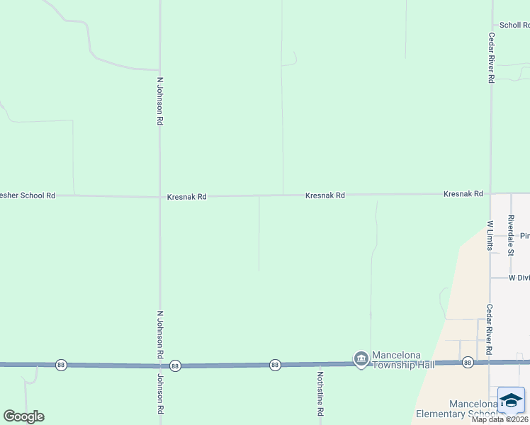 map of restaurants, bars, coffee shops, grocery stores, and more near 411 Kresnak Road in Mancelona