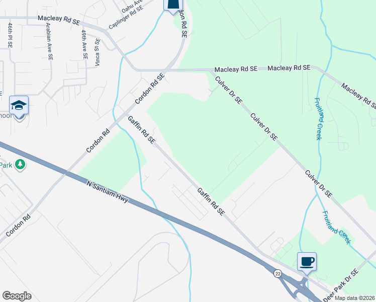 map of restaurants, bars, coffee shops, grocery stores, and more near 5215 Gaffin Road Southeast in Salem