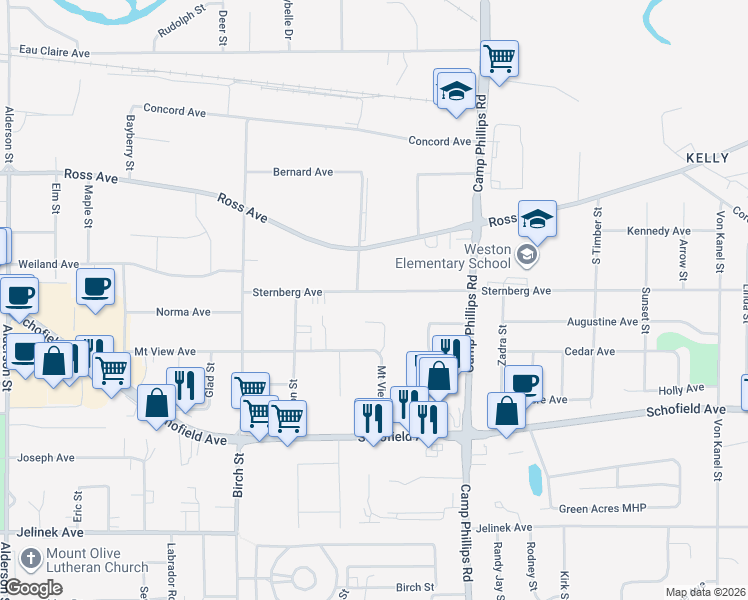 map of restaurants, bars, coffee shops, grocery stores, and more near 3806 Mount View Avenue in Weston