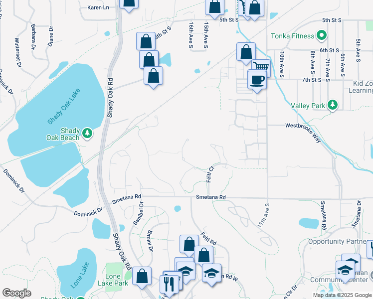 map of restaurants, bars, coffee shops, grocery stores, and more near 920 Feltl Court in Hopkins