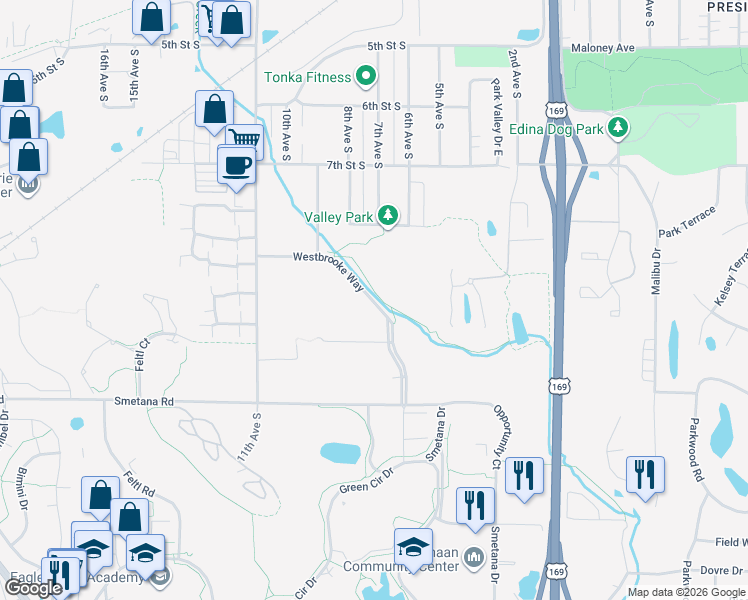 map of restaurants, bars, coffee shops, grocery stores, and more near 938 Westbrooke Way in Hopkins