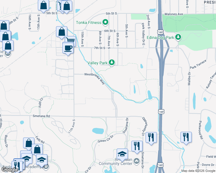 map of restaurants, bars, coffee shops, grocery stores, and more near 938 Westbrooke Way in Hopkins