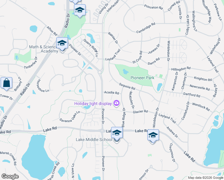 map of restaurants, bars, coffee shops, grocery stores, and more near 8857 Sequoia Court in Woodbury