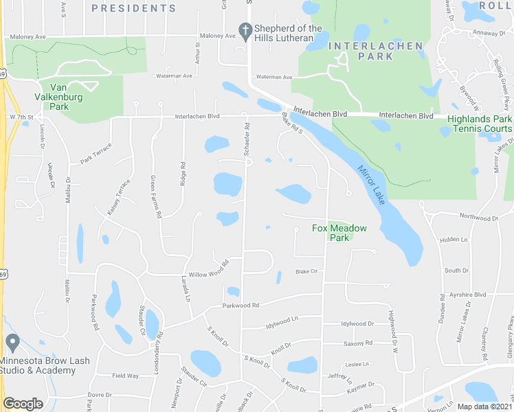 map of restaurants, bars, coffee shops, grocery stores, and more near 5201 Schaefer Road in Minneapolis