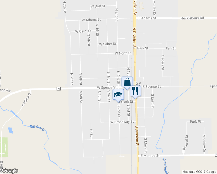 map of restaurants, bars, coffee shops, grocery stores, and more near 105 North 3rd Street in Colby