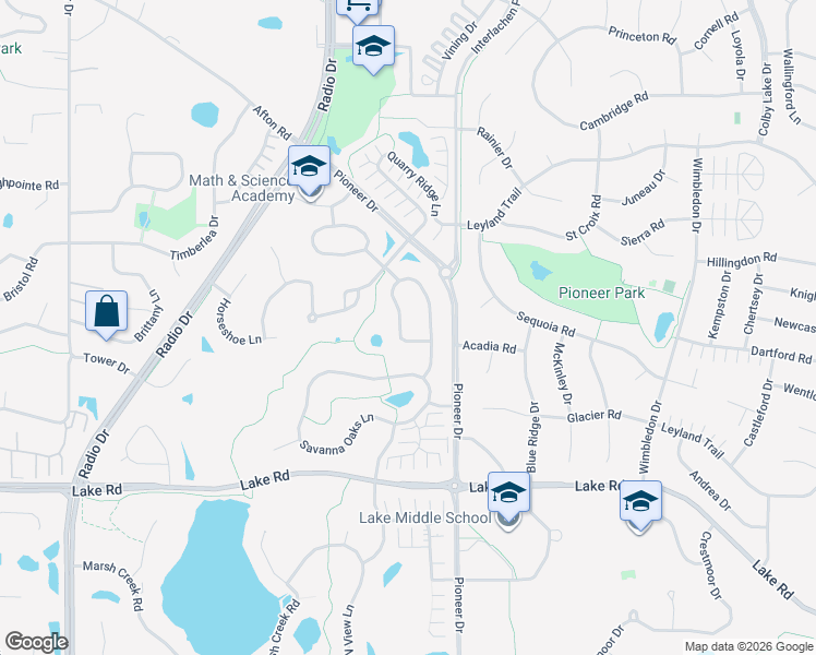 map of restaurants, bars, coffee shops, grocery stores, and more near 2636 Oak Ridge Trail in Woodbury
