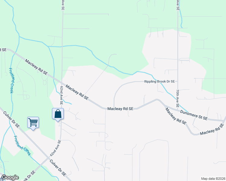 map of restaurants, bars, coffee shops, grocery stores, and more near 6603 Rippling Brook Drive Southeast in Salem