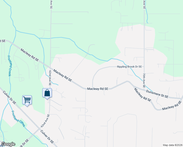 map of restaurants, bars, coffee shops, grocery stores, and more near 6593 Rippling Brook Drive Southeast in Salem