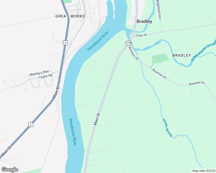 map of restaurants, bars, coffee shops, grocery stores, and more near 132 Main Street in Bradley