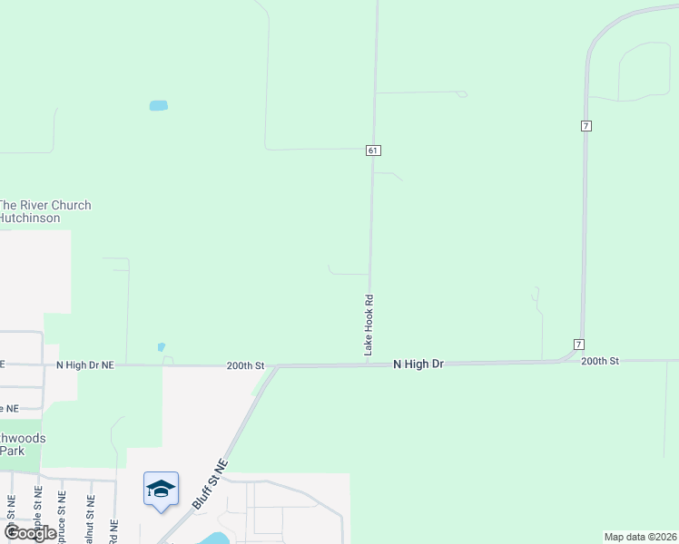 map of restaurants, bars, coffee shops, grocery stores, and more near 20183 Lake Hook Road in Hutchinson