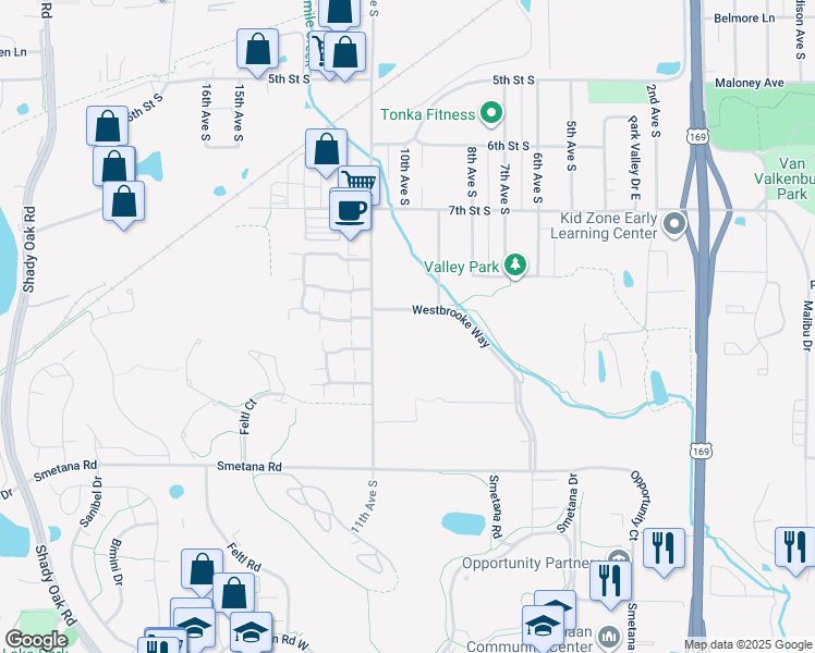 map of restaurants, bars, coffee shops, grocery stores, and more near 912 9th Avenue South in Hopkins