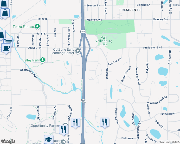 map of restaurants, bars, coffee shops, grocery stores, and more near 5200 Lincoln Drive in Edina