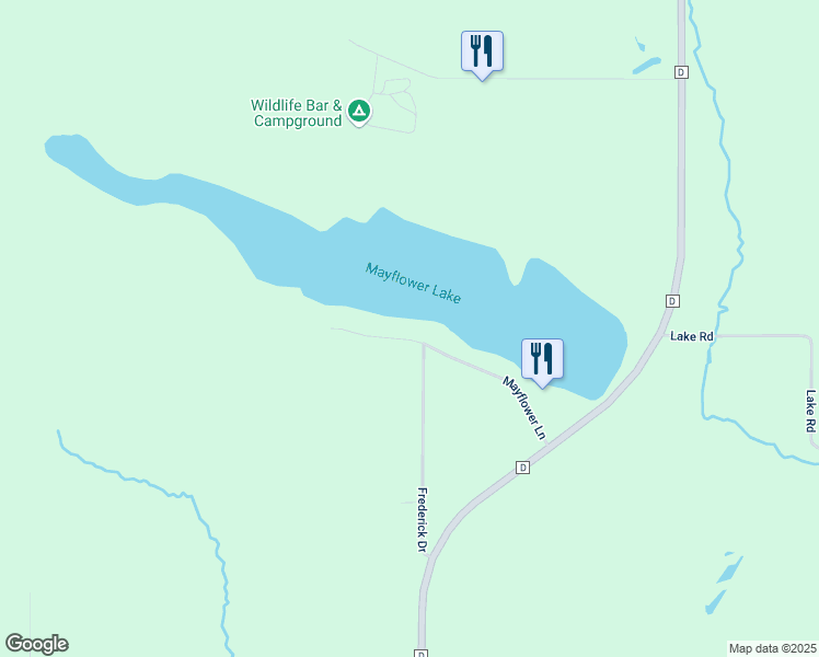 map of restaurants, bars, coffee shops, grocery stores, and more near N4596 Mayflower Lane in Birnamwood