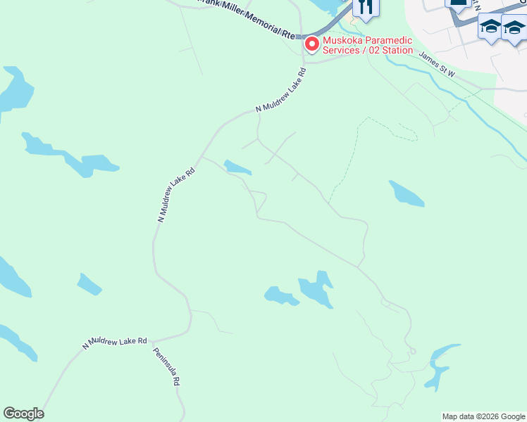 map of restaurants, bars, coffee shops, grocery stores, and more near 61 Rockmount Crescent in Gravenhurst