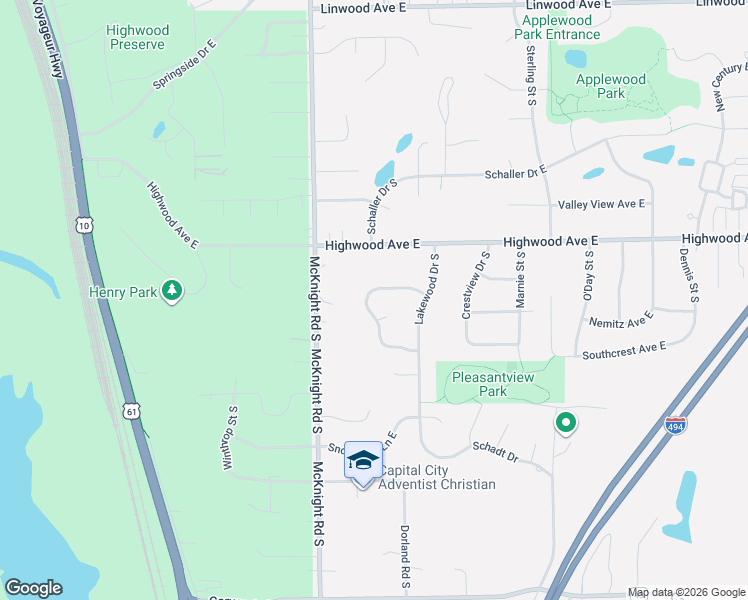 map of restaurants, bars, coffee shops, grocery stores, and more near 2334 Maida Court East in Maplewood