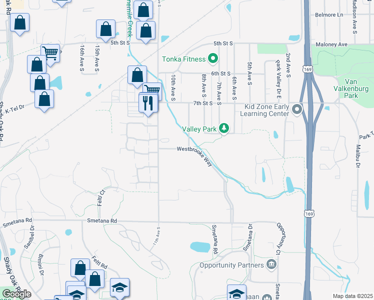 map of restaurants, bars, coffee shops, grocery stores, and more near 912 9th Avenue South in Hopkins